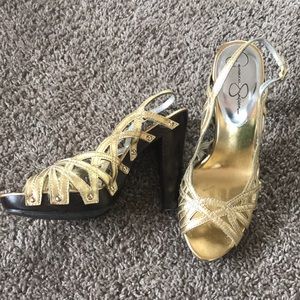 Jessica Simpson Gold Leather Kastello SZ8.5
